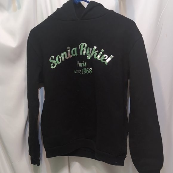 Sonia Rykiel Paris Black Hoodie with Green Logo Size 14 Youth